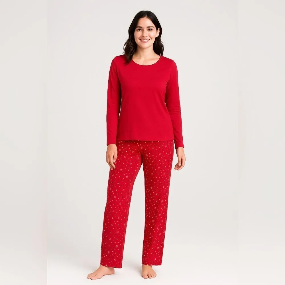 Pajama Set Women’s Soft Winter Lounge Chatter Club Pants Family PJ Top Christmas